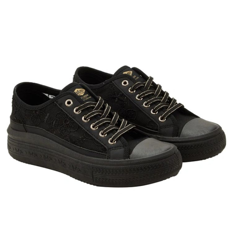 Lee Cooper women's sports shoes sneakers black platform lace Lee Cooper