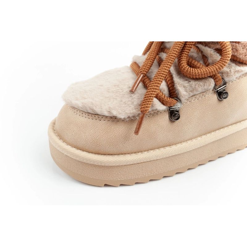 D.Franklin women's winter snow boots, fashionable fur lining, brown beige high D.Franklin