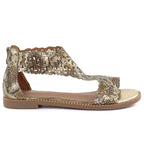 Women's openwork snakeskin gold sandals M.Daszyński MR24148-2 M. Daszyński