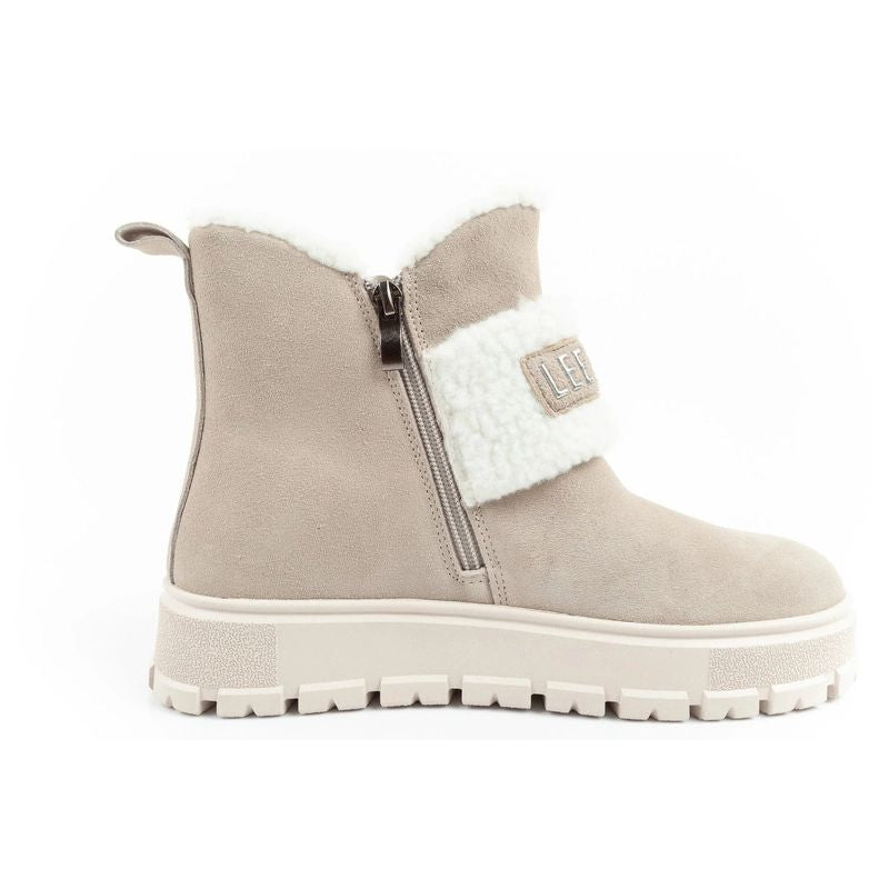 Lee Cooper women's boots winter boots fashionable sheepskin insulated leather beige Lee Cooper