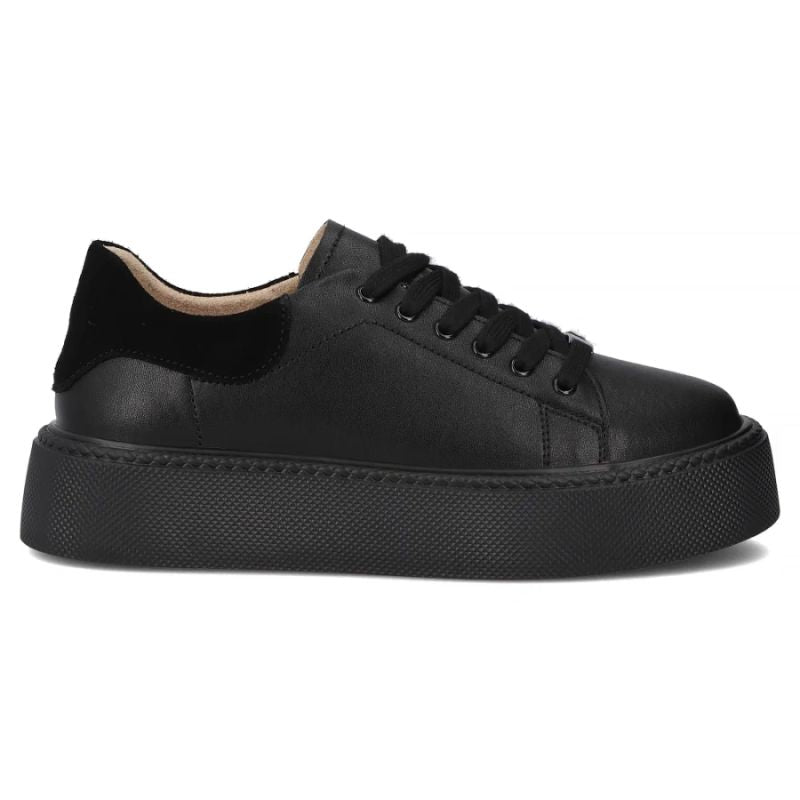 Women's leather platform sneakers, black, Filippo DP6119