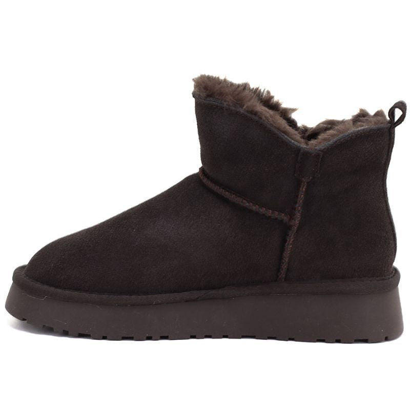 Women's leather ankle boots, brown platform snow boots, Vinceza 97961