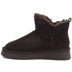 Women's leather ankle boots, brown platform snow boots, Vinceza 97961