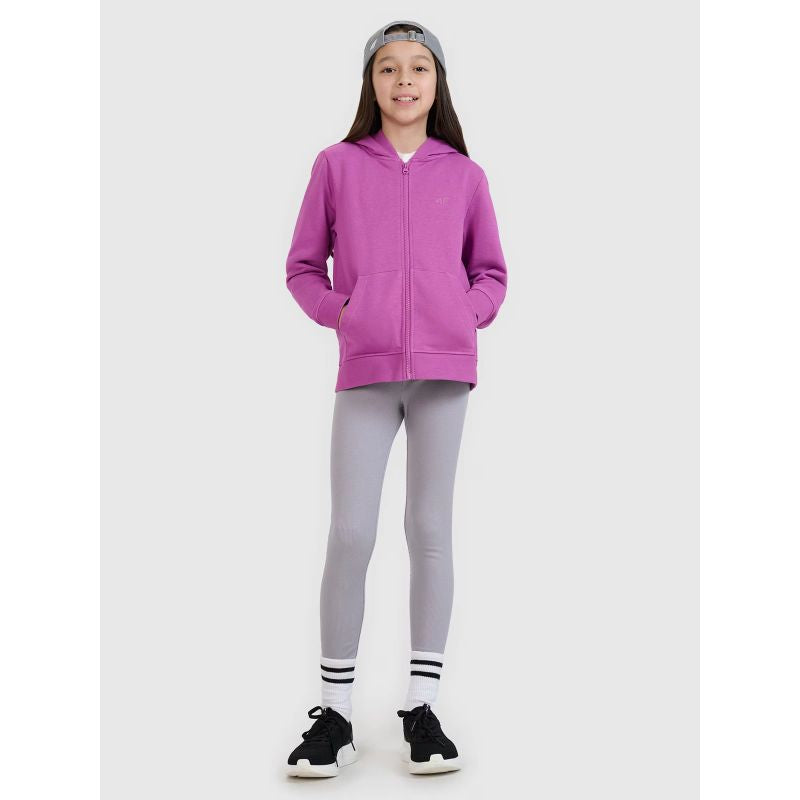 Girls' sweatshirt with a zipper and hood 4F 4FJWSS25TSWSF1706-50S *Kategoria tymczasowa Your Sports Performance