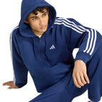 Men's adidas Essentials 3-Stripes Fleece Full-Zip Hoodie Navy Blue KY4144
