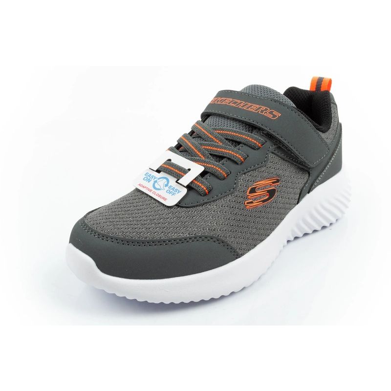Skechers Bounder children's sports shoes with Velcro, lightweight, fashionable gray Skechers