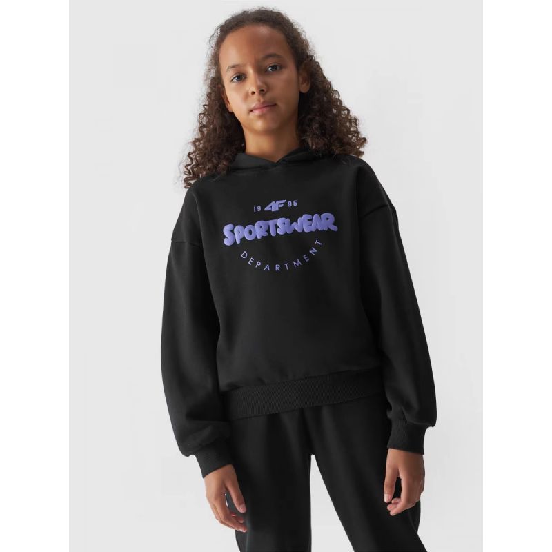 Girls' sweatshirt with hood, open, 4F Junior 4FJWAW24TSWSF1213-20S *Kategoria tymczasowa Your Sports Performance