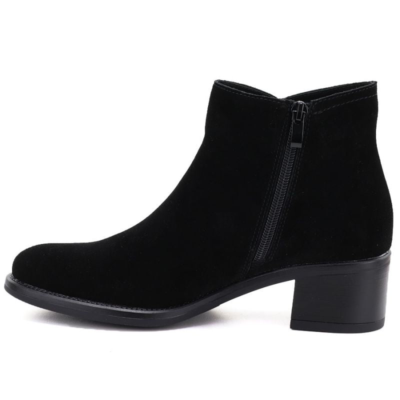 Women's leather ankle boots with a block heel, black Sergio Leone BT-52-S