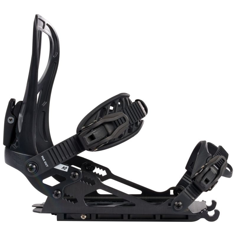 FAR OUT black snowboard bindings