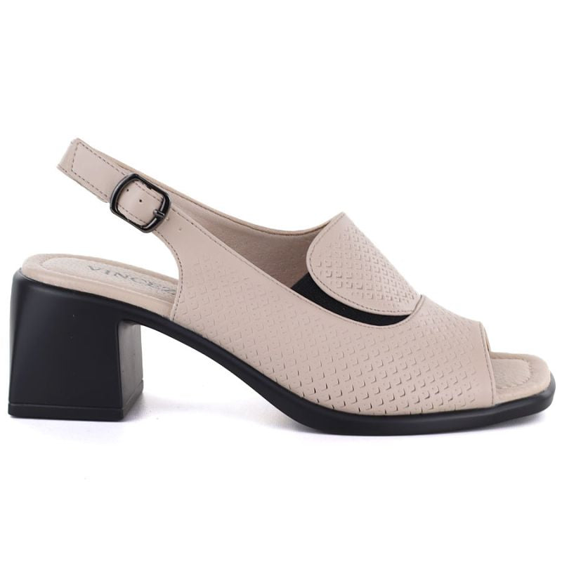 Women's beige leather high-heeled sandals Vinceza 26-66920 Vinceza