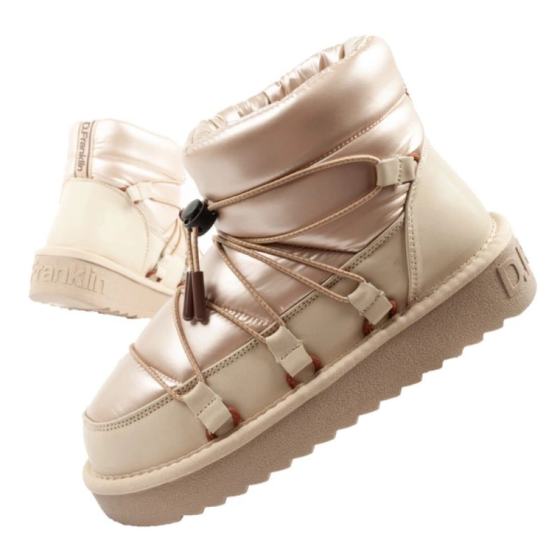 D.Franklin women's winter snow boots, fashionable insulated gold ankle boots D.Franklin