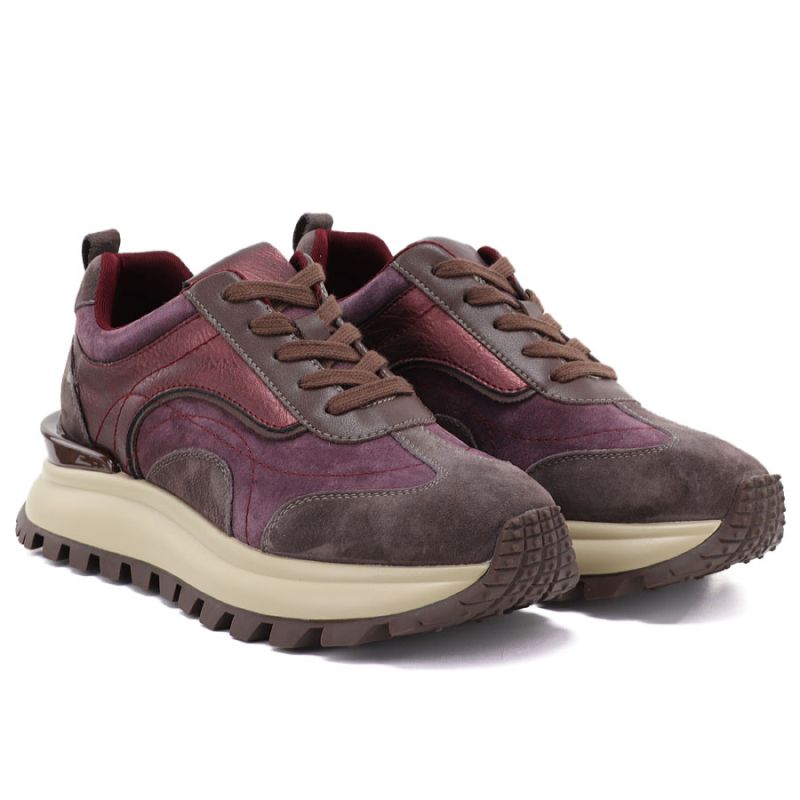 Leather platform sneakers burgundy Artiker 59C0009