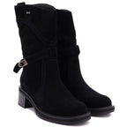 Women's leather ankle boots high on a block, black Big Star UU274608