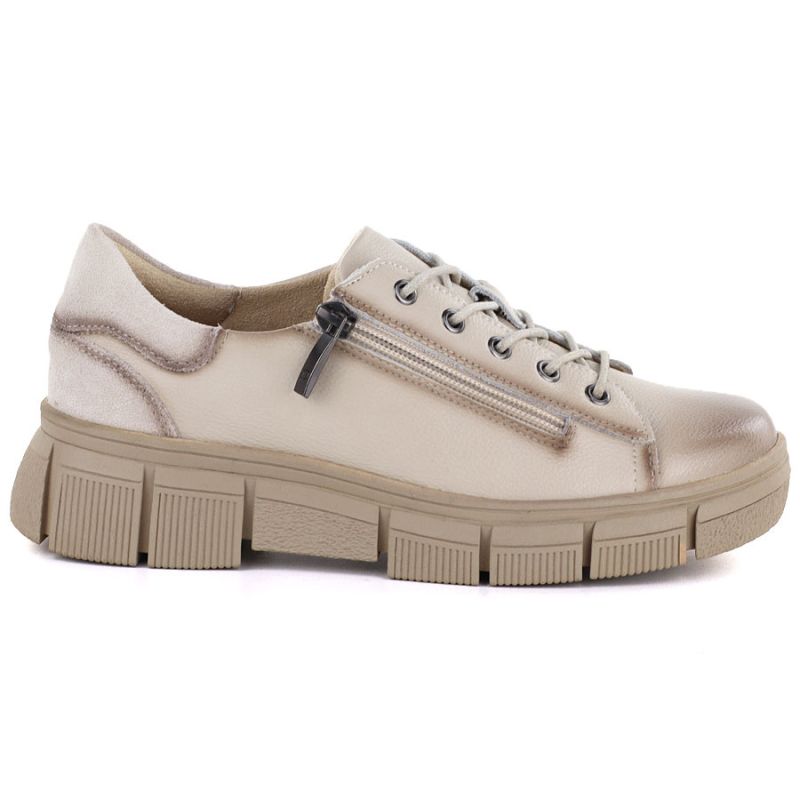 Women's beige leather platform shoes Cambell 26-19305 Cambell