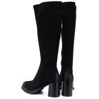 Women’s black faux suede heeled boots Potocki SZ12849