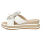 Women's leather wedge sandals with a flower, white Filippo DK7636