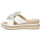 Women's leather wedge sandals with a flower, white Filippo DK7636 Filippo