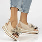 Women's leather wedge sandals beige Filippo DS7045/26