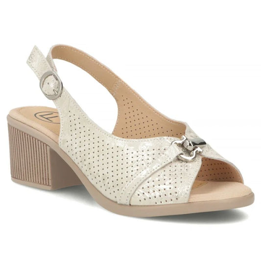 Women's leather sandals on a block, gold Filippo DS7645 Filippo