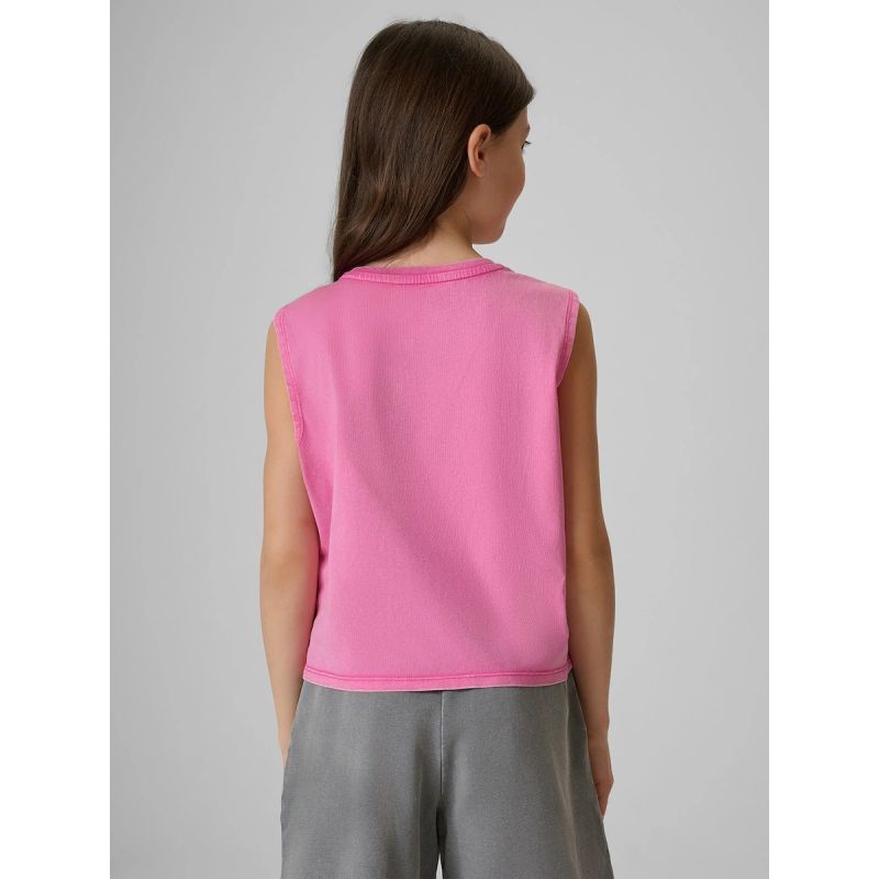 Girls' sleeveless T-shirt with print 4F 4FJRSS26TSLEF328-54S 4f