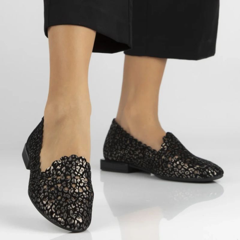 Women's leather openwork shoes, black Filippo DP7710 Filippo