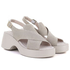 Women's beige leather platform sandals S.Barski 7005 S.Barski