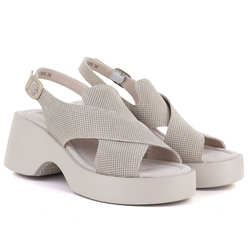 Women's beige leather platform sandals S.Barski 7005 S.Barski