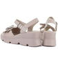 Women's beige leather wedge sandals Vinceza 26-79615 Vinceza