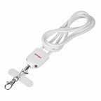 Activejet 3-in-1 white lanyard with charging cable. Available with various connectors: USB-C, Lightning Adapter, USB-A. _Gadżety i Prezenty/Gadżety Your Sports Performance