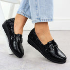 Women's patent leather wedge shoes, black, Rieker L5352-00 Footwear Your Sports Performance