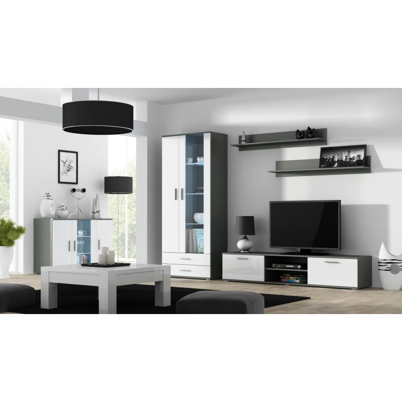 SOHO S6 2D2S display cabinet, grey/white gloss Bufety i witryny/Bufety i witryny na drewnianej podstawie Your Sports Performance