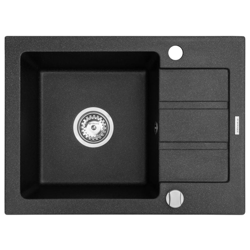 Black matte granite sink MAIDSINKS 62x44 1B 1D volcano matte black (Pyragranite; black color) AGD - Produkty/Zlewozmywaki Your Sports Performance