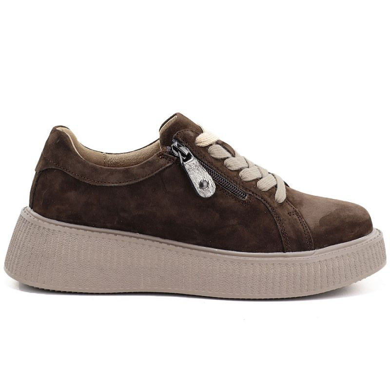 Women's leather suede platform shoes brown Jezzi 26PB18-566