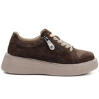 Women's leather suede platform shoes brown Jezzi 26PB18-566