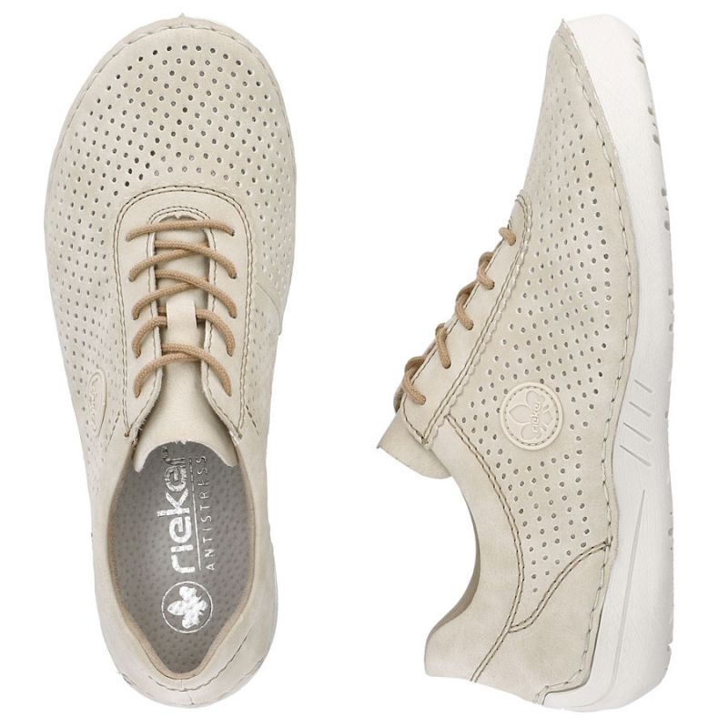 Rieker 52546-60 women's perforated leather shoes in beige Footwear Your Sports Performance