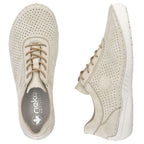 Rieker 52546-60 women's perforated leather shoes in beige Footwear Your Sports Performance