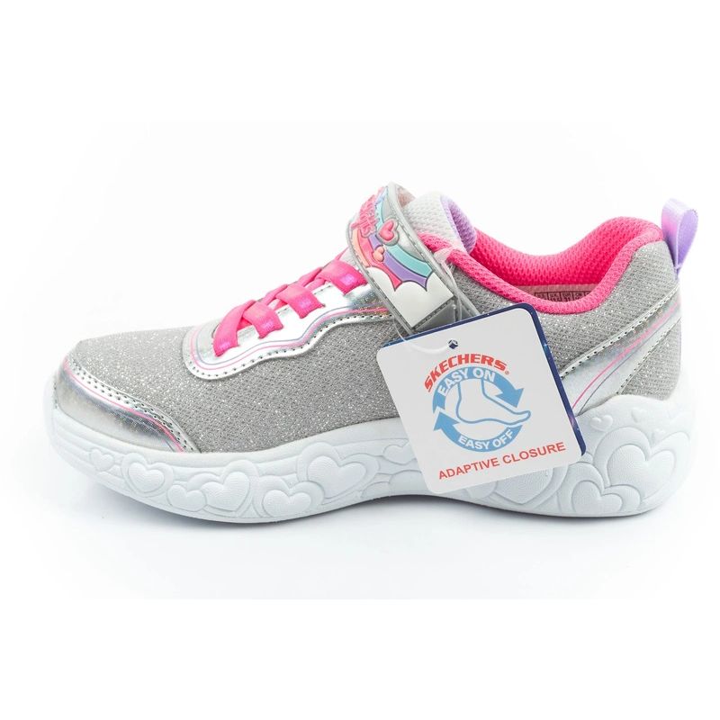 Skechers S Lights LED Children's Velcro Shoes for Girls Gray Skechers