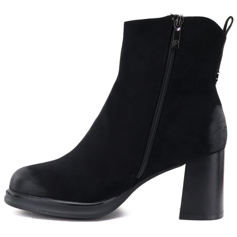 Black women’s heeled platform ankle boots Potocki SZ12844