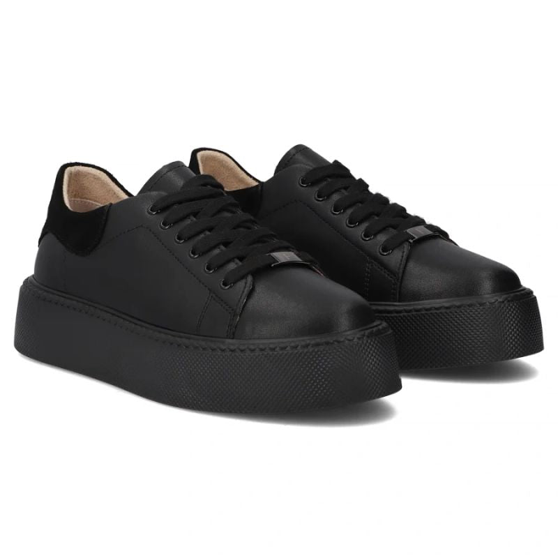 Women's leather platform sneakers, black, Filippo DP6119