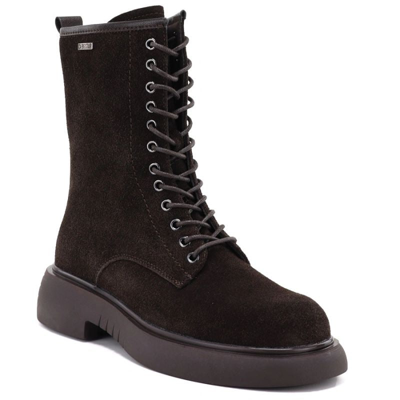 Women's leather ankle boots, suede, chocolate Big Star UU274612