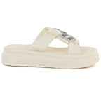 Women's beige platform flip-flops with zircons Potocki 16347 Potocki