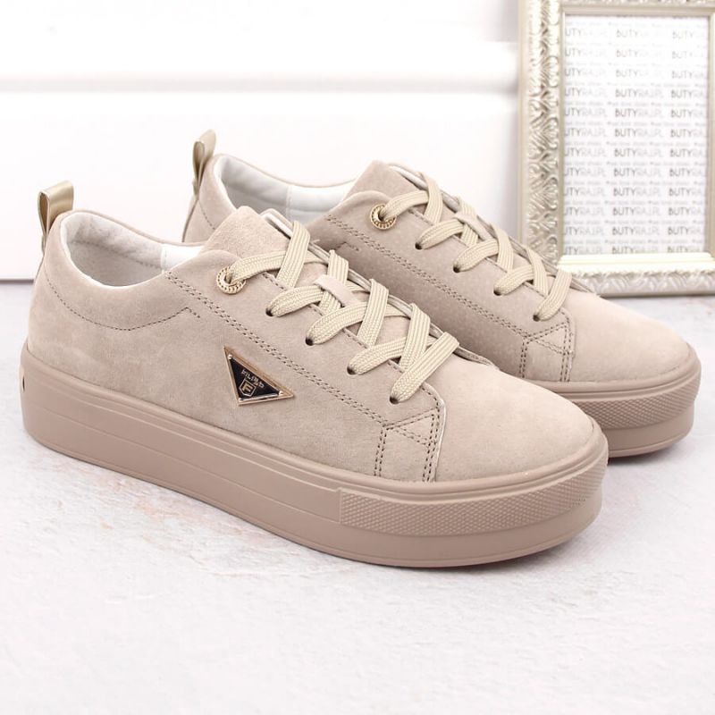Filippo W PAW315C beige leather suede platform shoes Fashion/Footwear Your Sports Performance