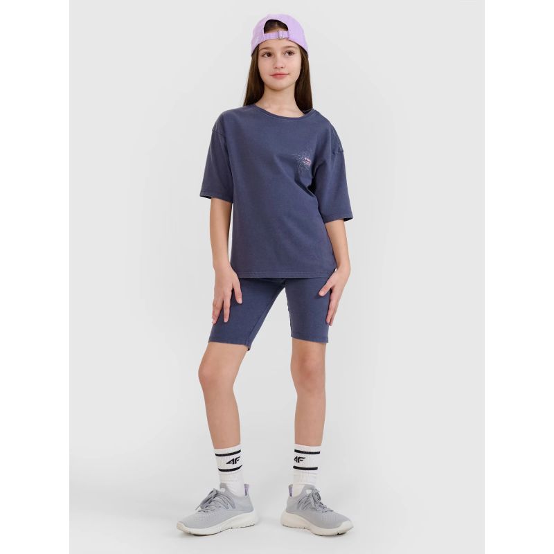 Oversized T-shirt with print for girls 4F 4FJWSS25TTSHF1853-22S *Kategoria tymczasowa Your Sports Performance
