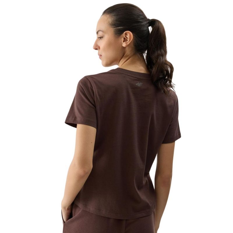 Women's T-shirt 4F F1354 dark brown 4FWSS24TTSHF1354 80S In preparation Your Sports Performance