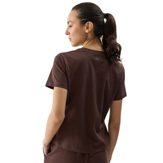 Women's T-shirt 4F F1354 dark brown 4FWSS24TTSHF1354 80S In preparation Your Sports Performance