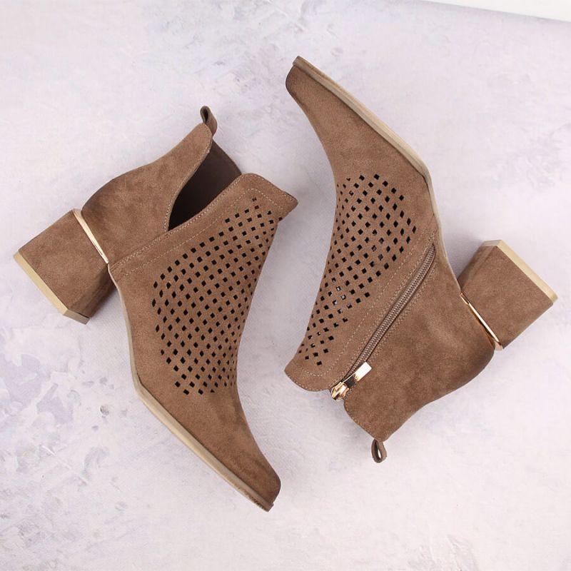 Suede high-heeled ankle boots Potocki W WOL213B brown Footwear/Lifestyle/Potocki Your Sports Performance