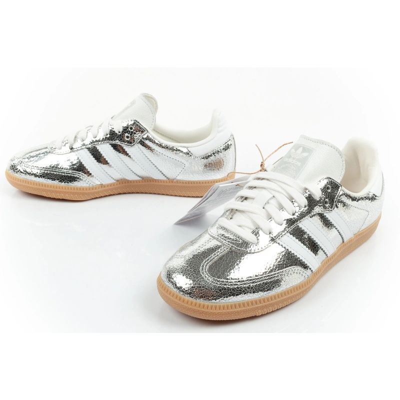 Adidas women's sports shoes Samba OG silver sneakers fashionable leather adidas