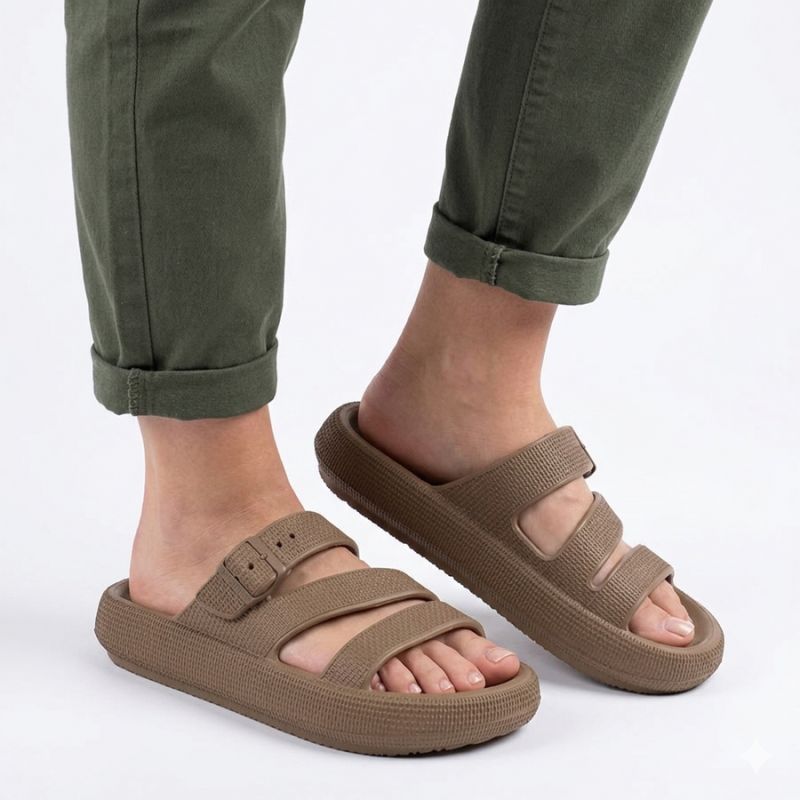 Women's sports flip-flops with a thick sole for the pool, brown Big Star TT274A041 To be categorized Your Sports Performance
