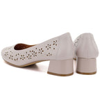Women's openwork gray Sergio Leone SK180 block heel pumps LEONE