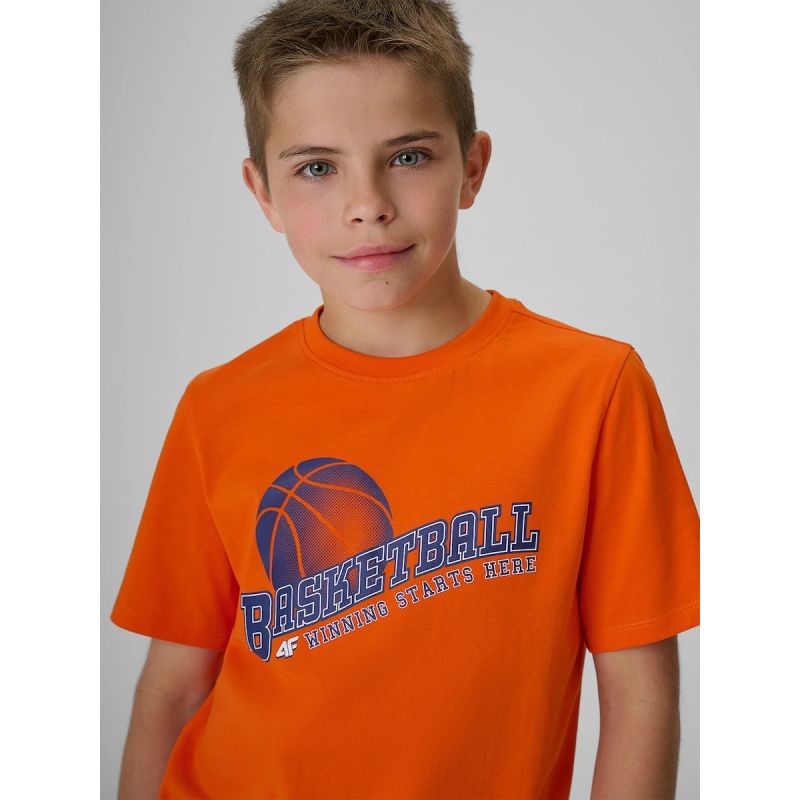 Boy's regular printed T-shirt 4F 4FJRSS26TTSHM4278-70S